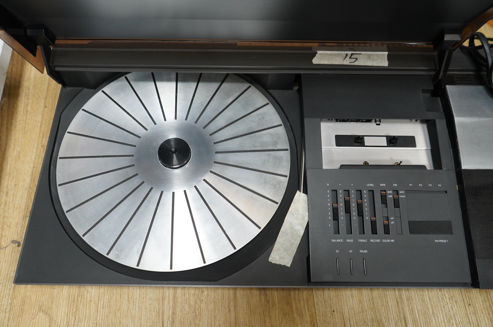 A collection of Bang & Olufsen stereo equipment, including; a Beocentre 2200 together with a pair of the related Beovox X25 speakers, plus a pair of Redline R60 floor standing speakers with their stands, and a pair of Be